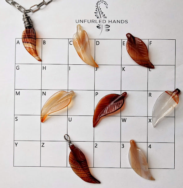 Fall Autumn Leaf Necklace with Carnelian Drop