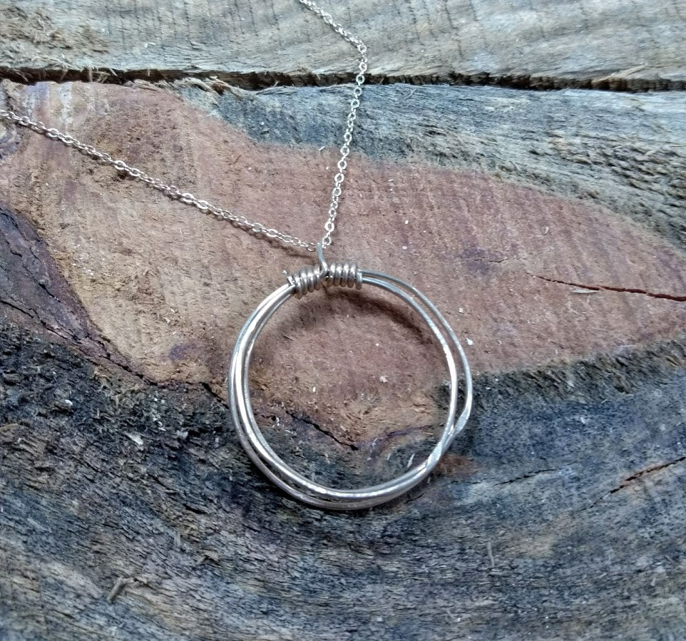 Gold Hoop Pendant Necklace