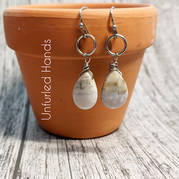 Ocean Jasper Teardrop Earrings - Limited Edition