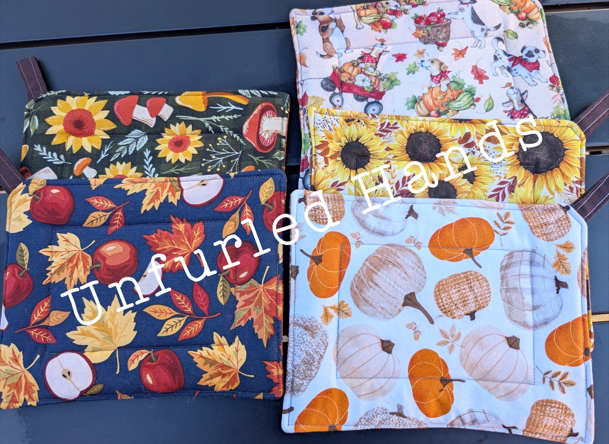 Reversible Fall Autumn Potholders