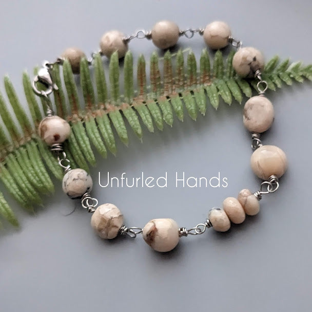 African Opal nugget bracelet or anklet - creamy whites