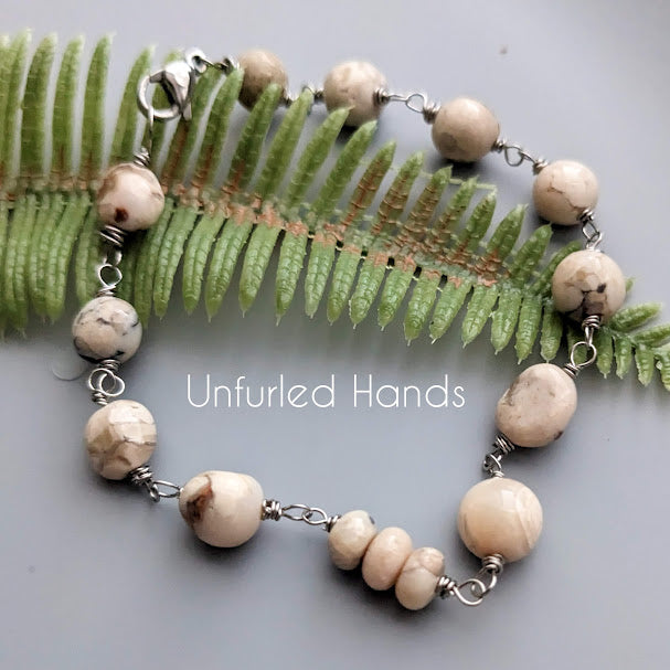 African Opal nugget bracelet or anklet - creamy whites