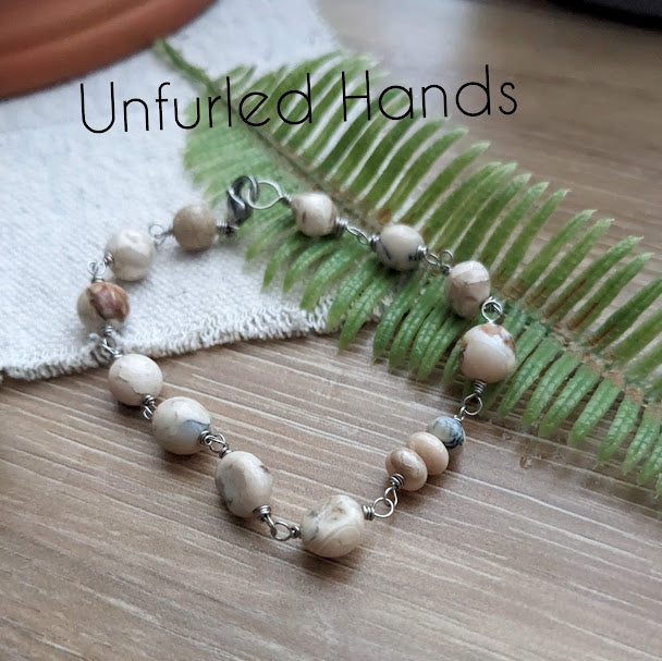 African Opal nugget bracelet or anklet - creamy whites