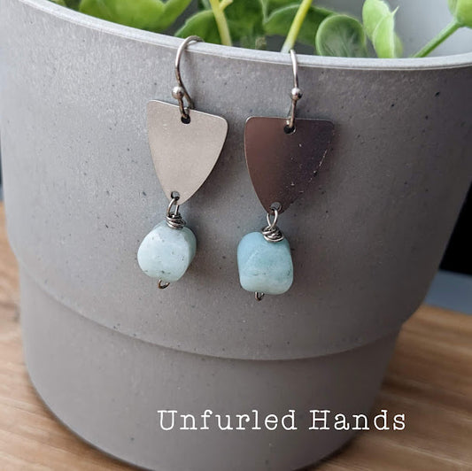 Amazonite triangular Dangle Earrings