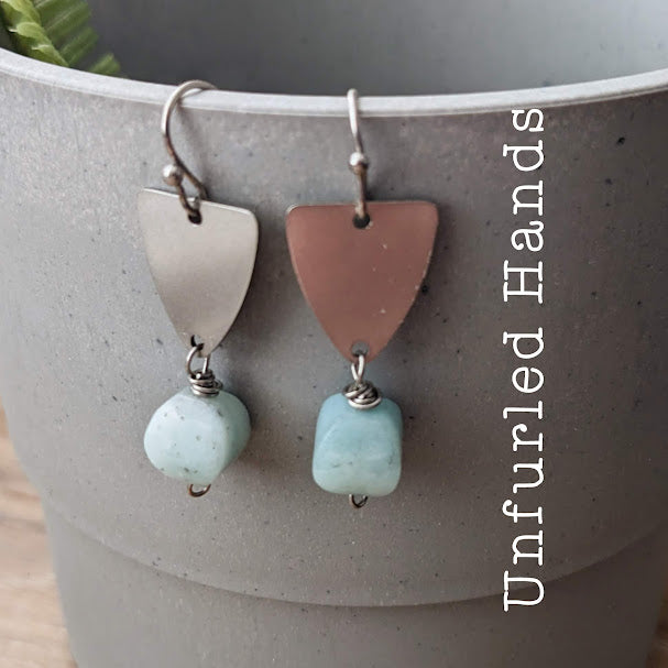 Amazonite triangular Dangle Earrings