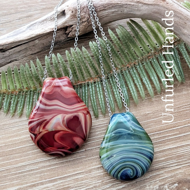 Boro glass teardrop pendant necklaces - borosilicate glass