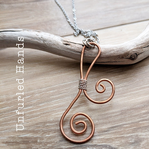 Copper Swirl Pendant Necklace