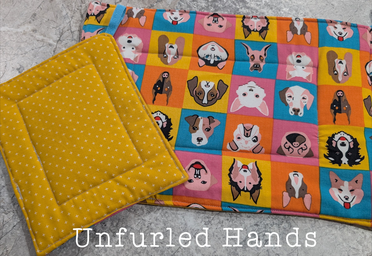 Large Reversible Quilted Potholders – Handmade Fabric Pot Holders in Assorted Prints