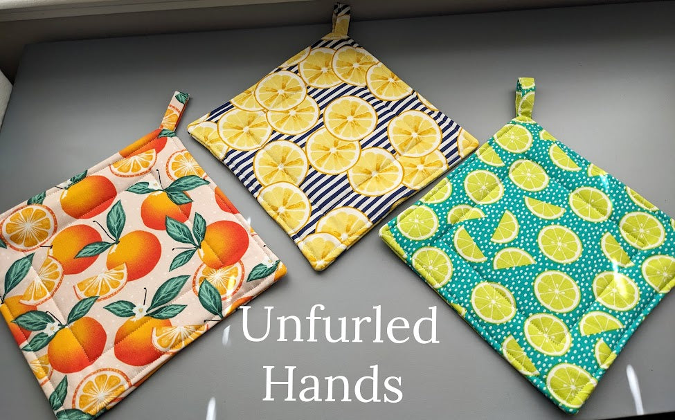 Lemons - Custom Pot Holders - insulated cotton hot pads - Fruit Collection