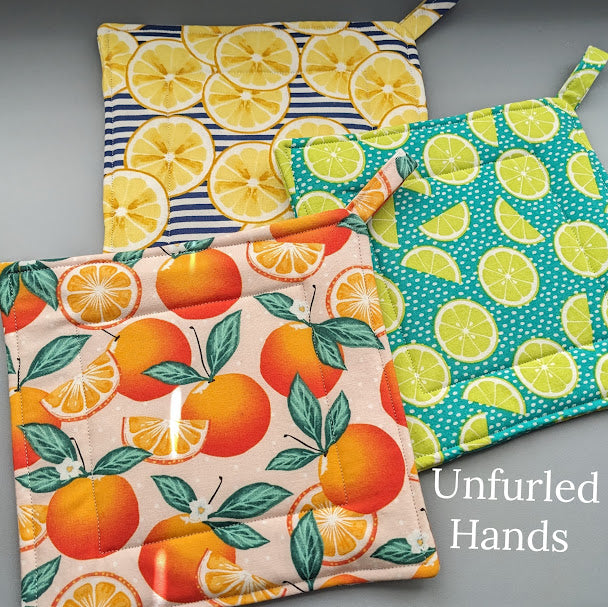 Lemons - Custom Pot Holders - insulated cotton hot pads - Fruit Collection