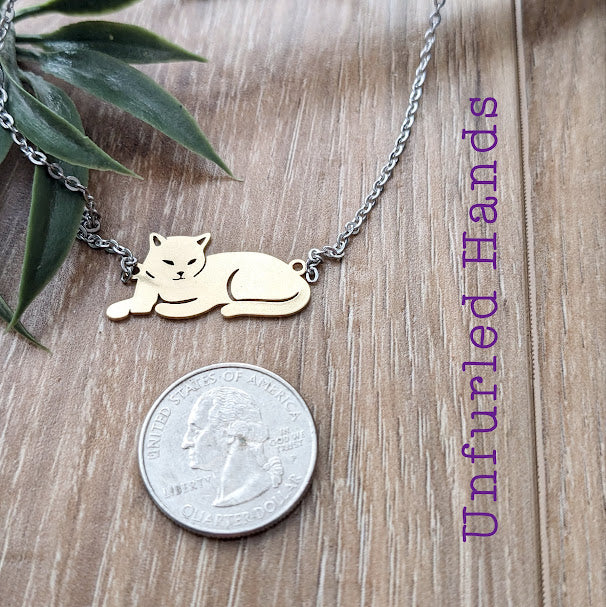 Cat Necklace - two tone