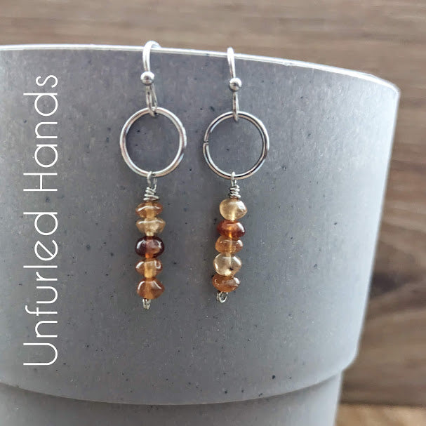 Hessonite Garnet Drop Earrings