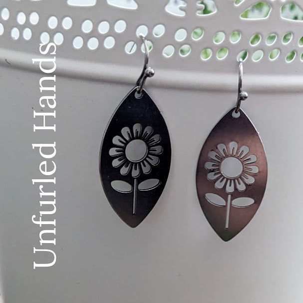 Sunflower Flower Floral Dangle Earrings