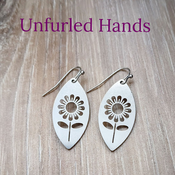 Sunflower Flower Floral Dangle Earrings