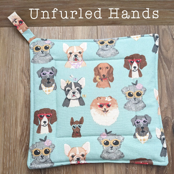 Dogs with Sunglasses - Custom Pot Holders - insulated cotton hot pads - Dog Lovers