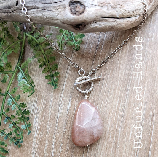 Sunstone Necklace - Simple Natural Minimalist Pendant Necklace - Layer or wear alone - Giftable