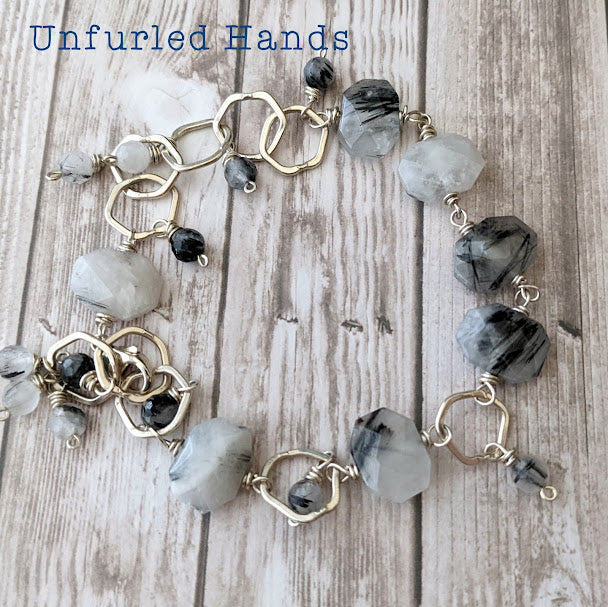 Tourmalinated Quartz Bracelet - One of A Kind