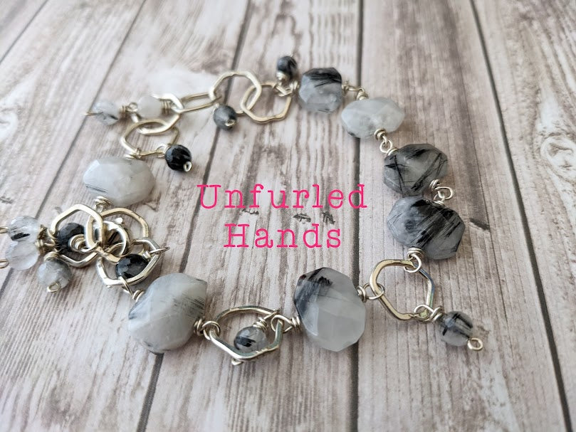 Tourmalinated Quartz Bracelet - One of A Kind