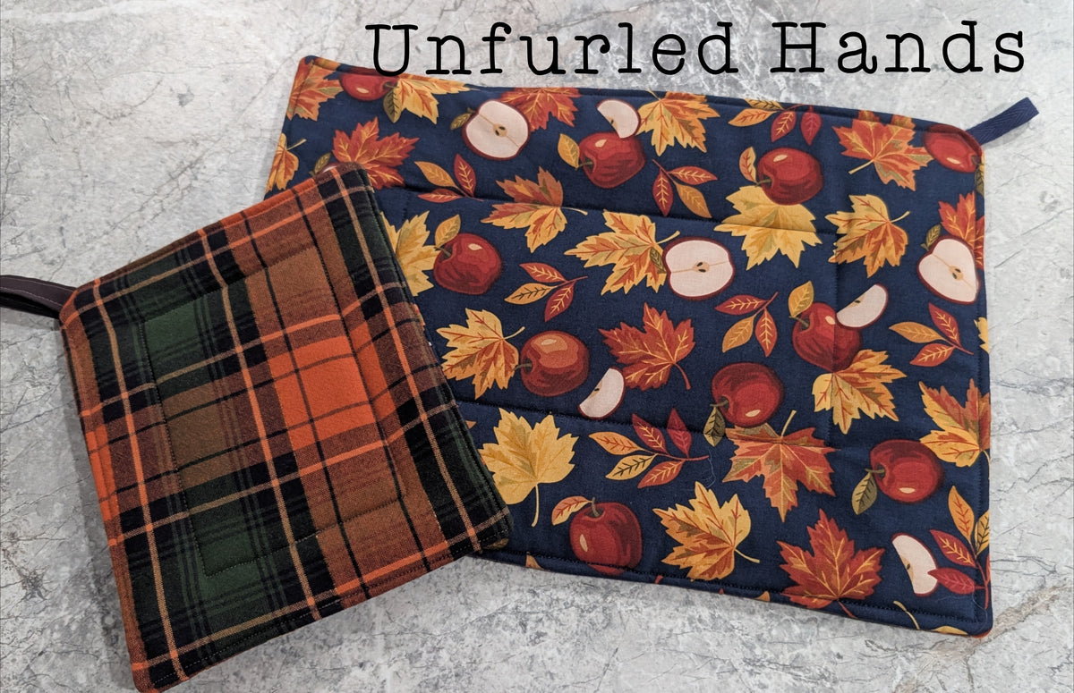 Large Reversible Quilted Potholders – Handmade Fabric Pot Holders in Assorted Prints