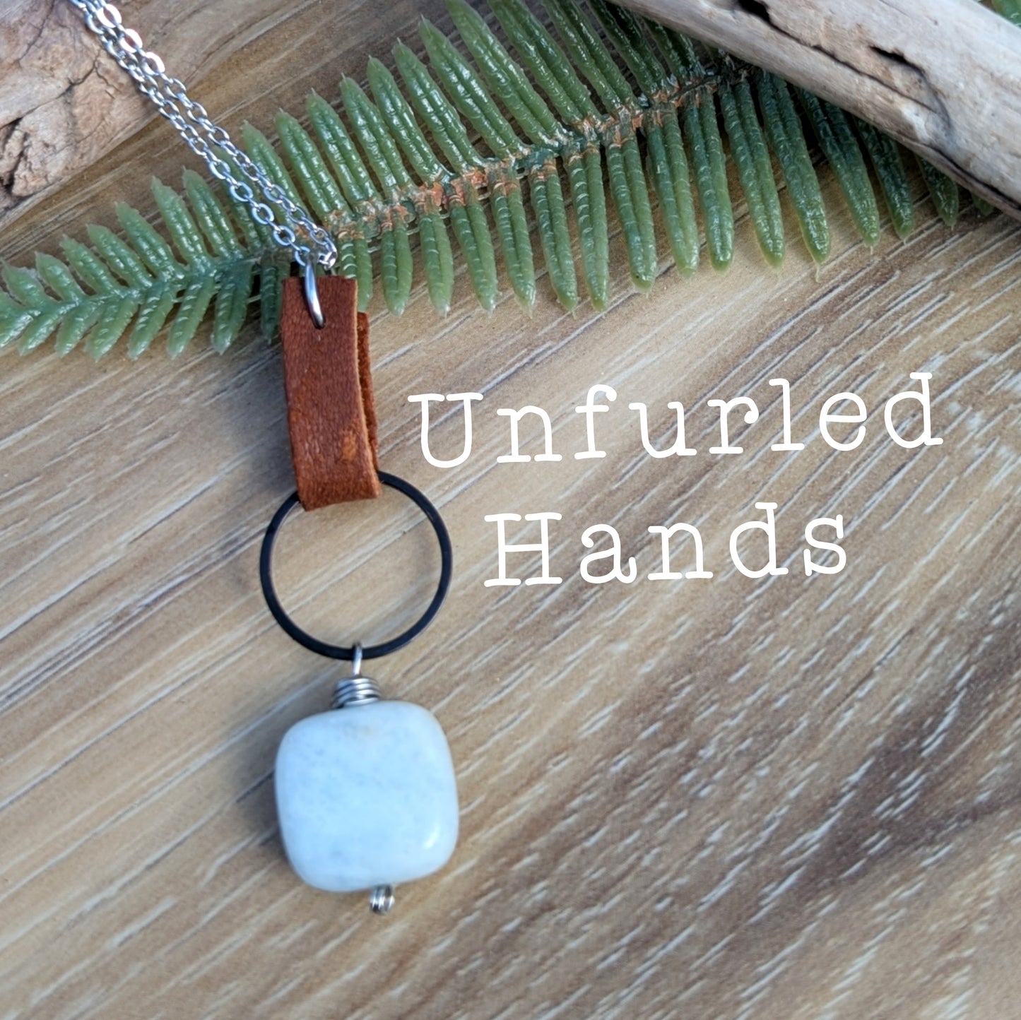 Quiet Tides Necklace - Aquamarine, Leather, and Stainless Steel. Simple, Elegant, Everyday Necklace