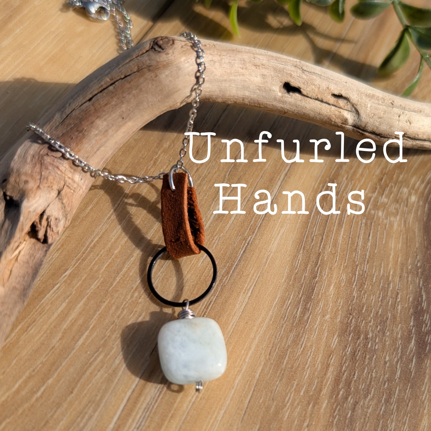 Quiet Tides Necklace - Aquamarine, Leather, and Stainless Steel. Simple, Elegant, Everyday Necklace