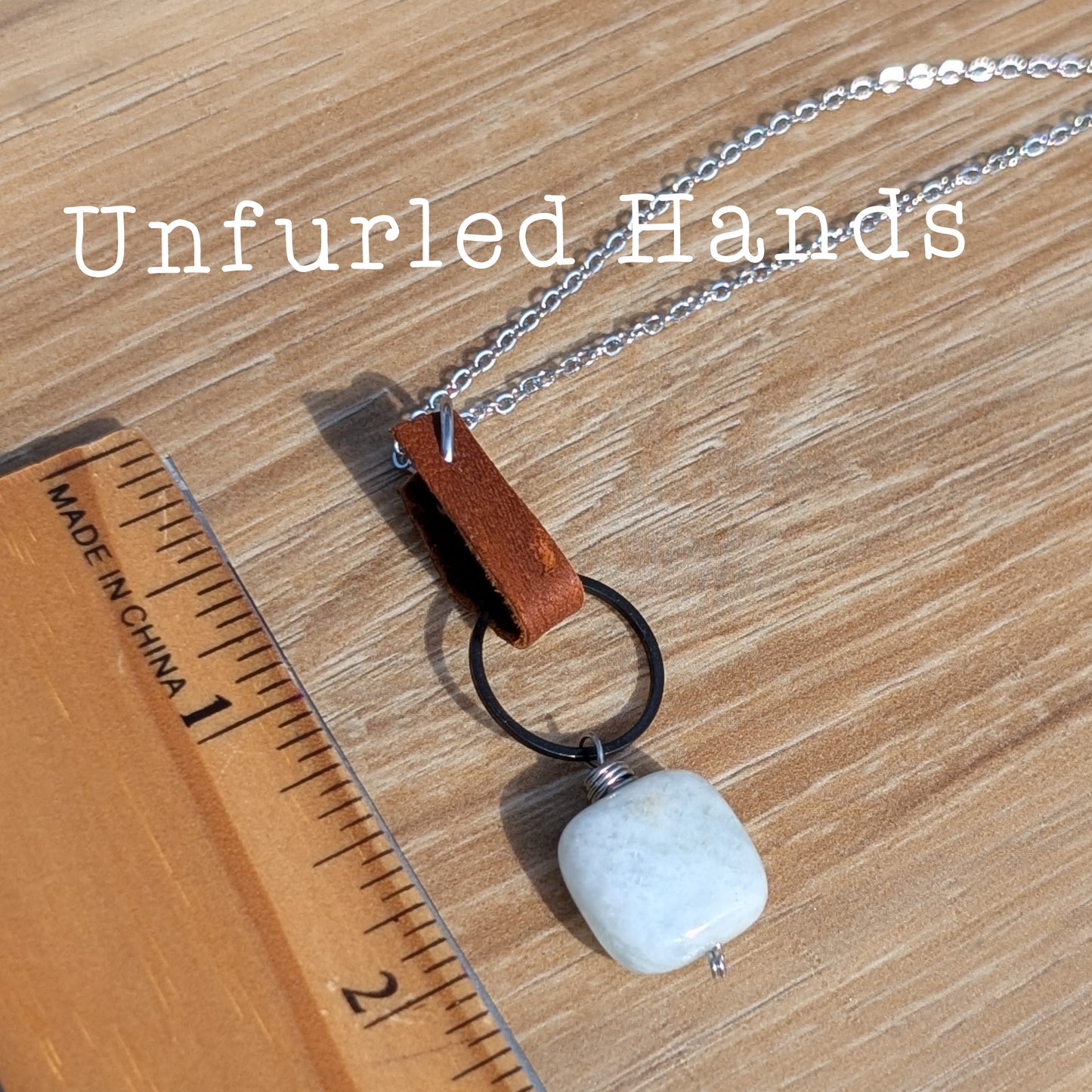 Quiet Tides Necklace - Aquamarine, Leather, and Stainless Steel. Simple, Elegant, Everyday Necklace