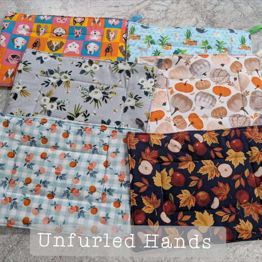 Large Reversible Quilted Potholders – Handmade Fabric Pot Holders in Assorted Prints