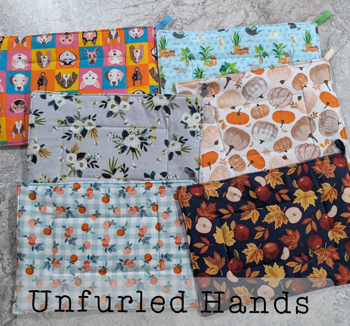 Large Reversible Quilted Potholders – Handmade Fabric Pot Holders in Assorted Prints