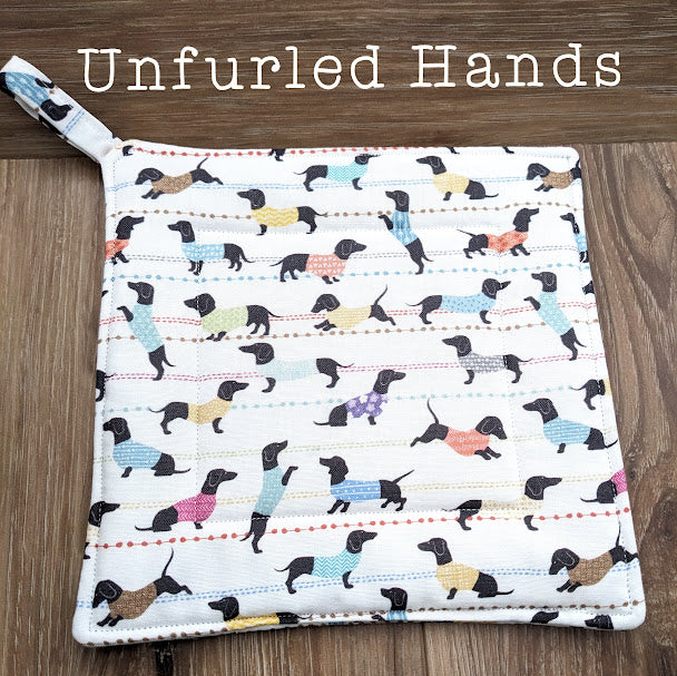 Dachshund Custom Pot Holders - insulated cotton hot pads - Dog Lovers