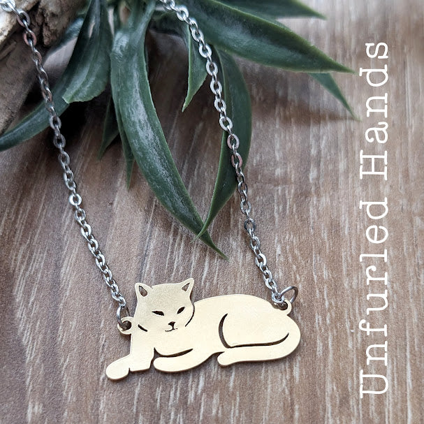 Cat Necklace - two tone