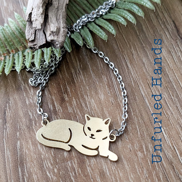 Cat Necklace - two tone