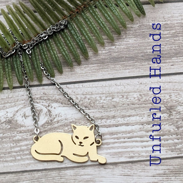 Cat Necklace - two tone