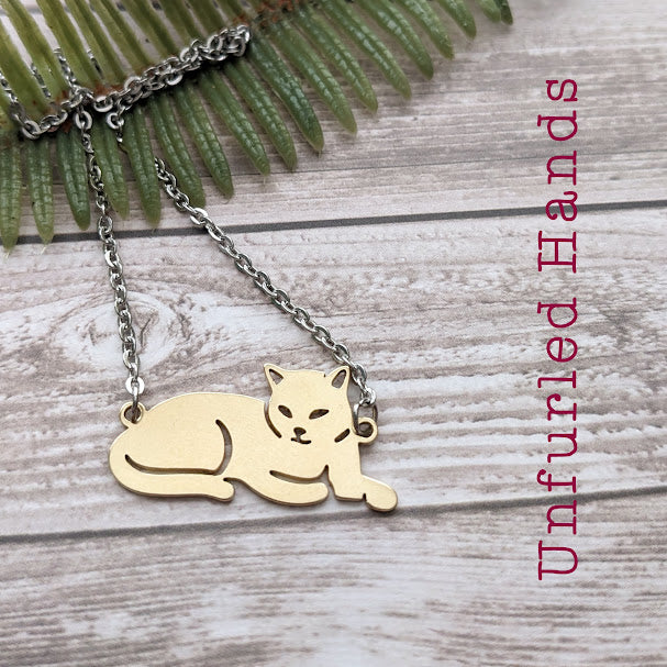 Cat Necklace - two tone